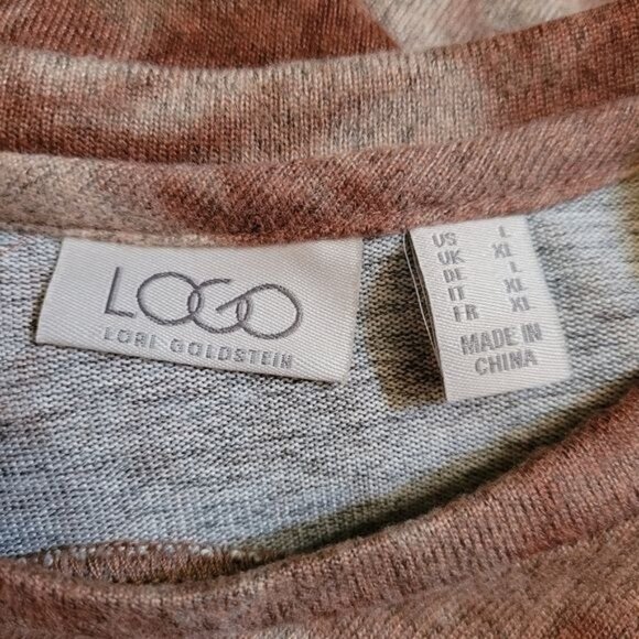 LOGO by Lori Goldstein Dress Pink Large Tie Dye Fall Ruffles Trim Pocket - Picture 7 of 7